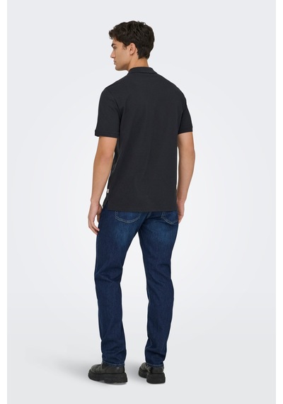Only & Sons Erkek Polo Yaka T Shirt 22036883 Siyah Siyah