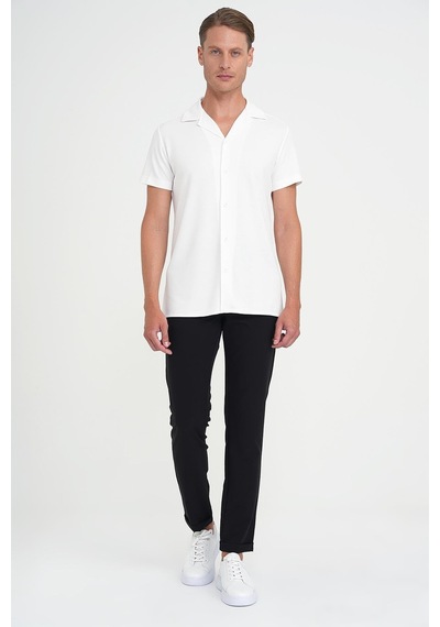 Efor Slim Fit Apaş Yaka Modal Karışımlı Kısa Kol Beyaz Gömlek G 1590 Beyaz