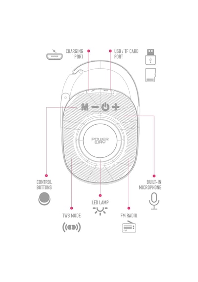 Powerway Lock Taşınabilir Bluetooth Hoparlör