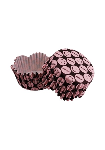 Cupcake Kalıbı Pet Kapsül Dalgalı Pembe Emoji Kek Kalıbı 65X38 Mm
