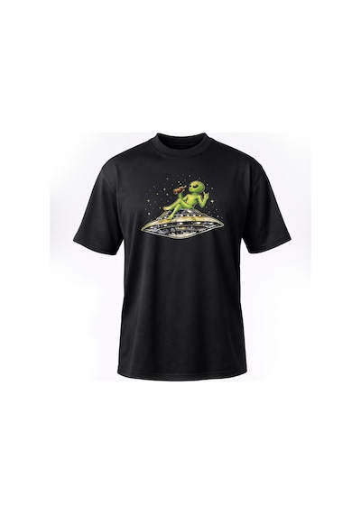 Dark Line %100 Pamuk Siyah Oversize T-shirt Alien Siyah