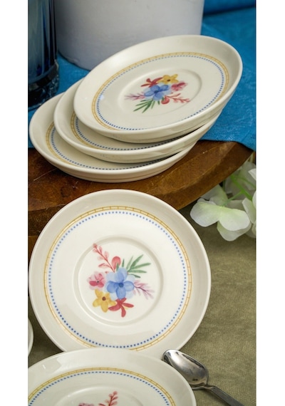 Dalya Porselen Çay Tabağı 6'lı 13cm Kırık Beyaz