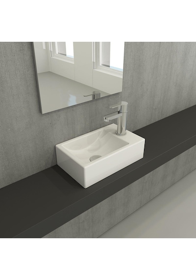 Bocchi Milano Dar Sağ Lavabo 1419-001-0126 Parlak Beyaz