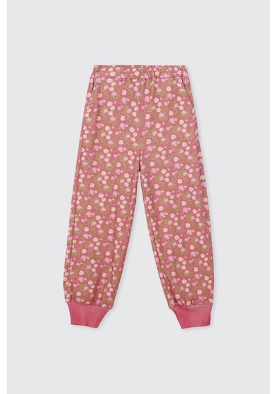 Panço Kız Çocuk Bisiklet Yaka Desenli Pembe Pijama Takımı 2621GK39005