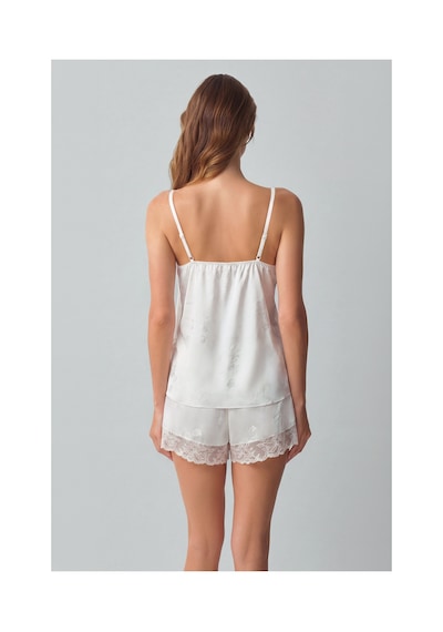 Suwen Bride Dantelli İnce Askılı Pijama Üstü Wsh11110073036 Ekru