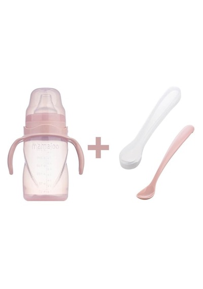 Mamajoo Eğitici Bardak 270 Ml & İkili Beslenme Kaşığı/powder Pink Açık Pembe