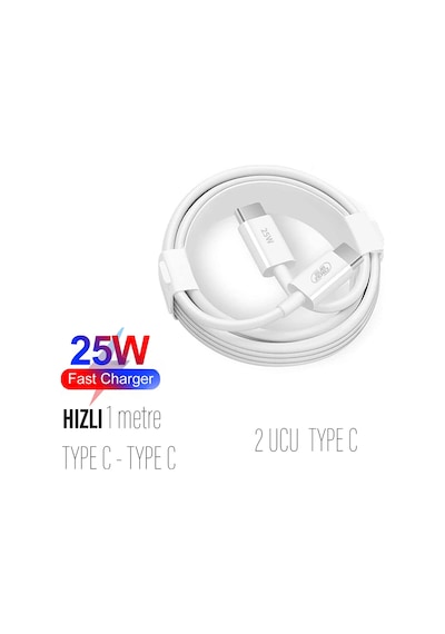 Samsung S20-s20 Fe-s20+-s22 Uyumlu Hızlı Şarj Kablosu 25w Hızlı İki Ucu Type-c Kablo