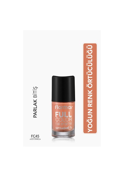 Full Color Ultra Yüksek Pigmentli & Parlak Bitişli Oje 8682536078603 Fc45 Peach Sparkler