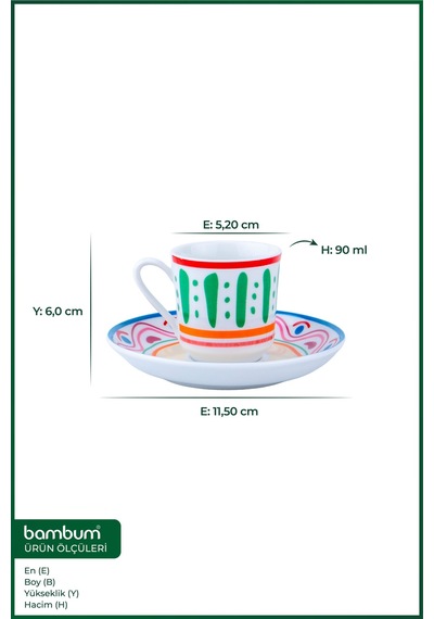 Moderna 2 Kişilik Fincan Takımı Verde Beyaz