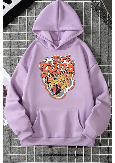 Uyguntarz Unisex Gril Gang Baskılı Sweatshirt Lila