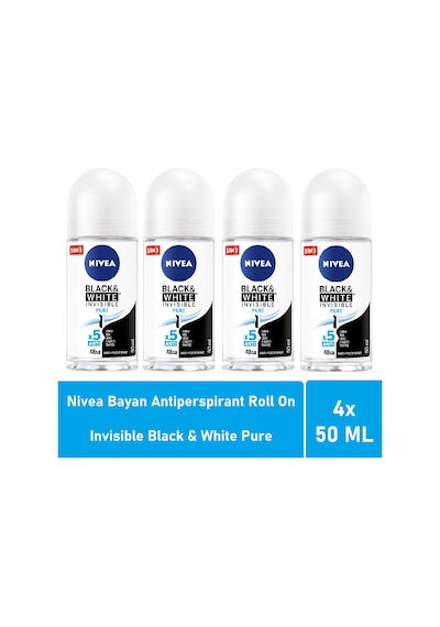 Nivea Invisible Black&White Pure Kadın Roll-On Deodorant 4 x 50 ML