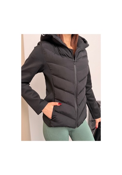 Asur Boutique Asur Butik Kadın Kapşonlu Micro Dolumlu Zr Model Mont Siyah