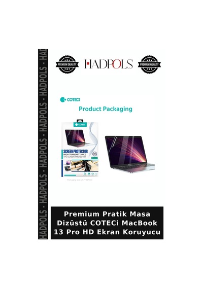 Premium Pratik Masa Dizüstü Coteci Macbook 13 Pro Hd Ekran Koruyucu