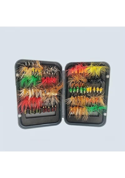Valkyrie 100 Parça Yapay Sinek İğne Seti Fly Fishing Kutulu Alabalık Balıkçılık Tüylü Sahte Yem