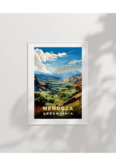 Çerçevesiz Poster Mendoza Dağ Manzarası Ve Yeşil Vadiler