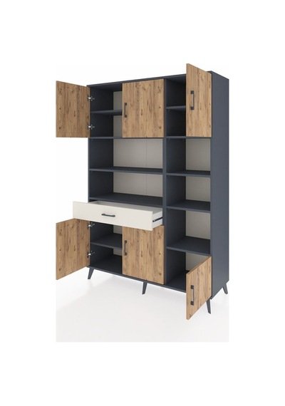 Hyperion Dolap 10 Raflı Tek Çekmeceli 6 Kapaklı 132x44x195 An... Antrasit