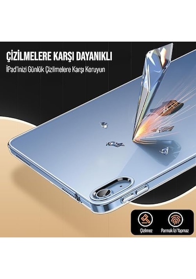 Apple İle Uyumlu 11 İnç İpad A16 / İpad Air 10.9 İnç/ipad 10.nesil 10.9 Kılıf Şeffaf Silikon Arka Kapak