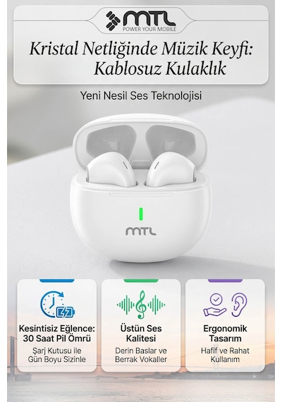 Tws Kablosuz Bluetooth Kulaklık Şık Ve Hafif Tasarım Yüksek Ses Kalitesi Hassas Dokunmatik Kontrol