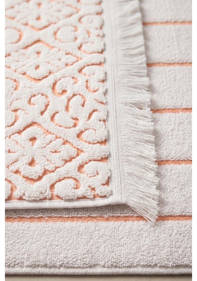 Aflora Turuncu %100 Pamuk Ayak Havlusu - 60x130 Cm Beyaz