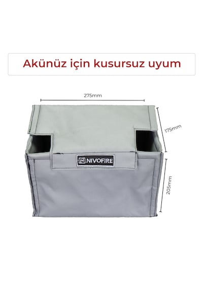Akü Muhafaza Kılıfı - Gri- 70ah-72ah-74ah-76ah Amper Uyumlu