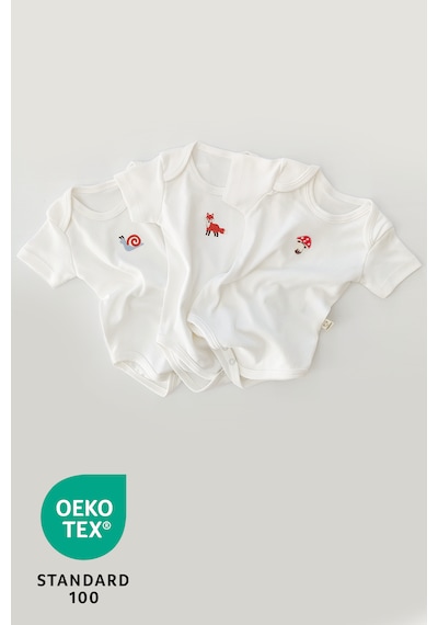 Luppinos Forest 3lü %100 Pamuk Nakışlı Bebek Body Set Beyaz