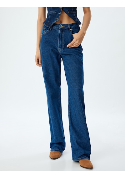 Koton Yüksek Bel Kot Pantolon Düz Paça Düğmeli Pamuklu - Straight Fit Jean Koyu İndigo 5wal40147md Koyu İndigo Koton Yüksek Bel Kot Pantolon Düz Paça Düğmeli Pamuklu - Straight Fit Jean Koyu İndigo 5wal40147md Koyu İndigo