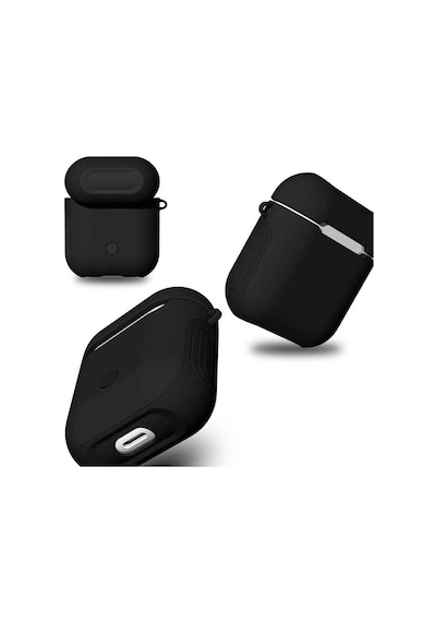 Apple Uyumlu AirPods Kılıf Zore Shockproof Silikon Siyah