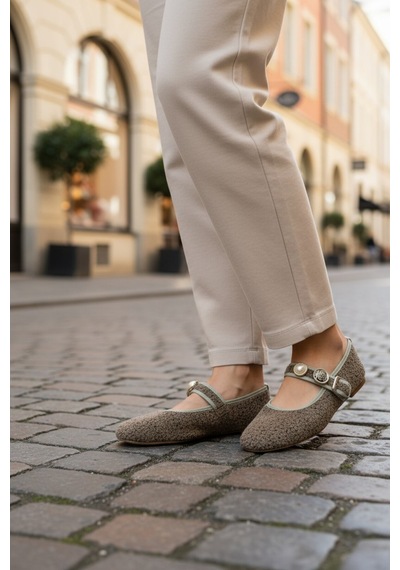 Dosa Shoes Kadın Kumaş Kemerli Babet-bej Bej