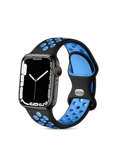 Apple Watch Seri 1/2/3/4/5/6/7/se/8/ultra İle Uyumlu Delikli Silikon Kordon Kayış 42-44-45-49 Mm Siyah - Mavi Çok Renkli Apple Watch Seri 1/2/3/4/5/6/7/se/8/ultra İle Uyumlu Delikli Silikon Kordon Kayış 42-44-45-49 Mm Siyah - Mavi Çok Renkli