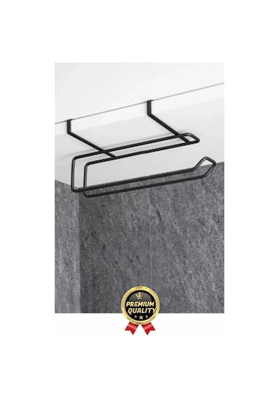 Özel Üretim Pratik Dayanıklı Dolap Kapağına Uyumlu Paslanmaz Metal Siyah Kağıt Havluluk Askı 28x13cm Diğer