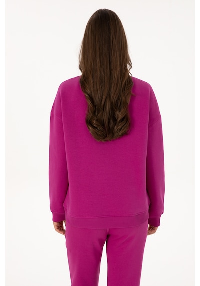 U.S. Polo Assn. Kadın Fuşya Şardonlu Bisiklet Yaka Basic Sweatshırt 50313586-VR023
