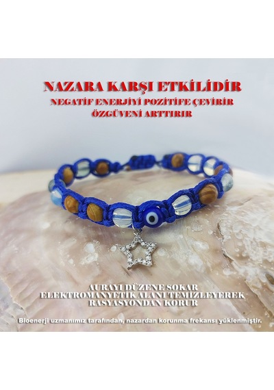 Vaoov 925 Ayar Gümüş Doğal Taşlı Nazara Karşı  Bilekliği