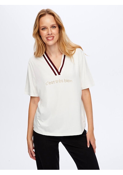 Faik Sönmez Kadın T-shirt Uw26tsh055 Ekru