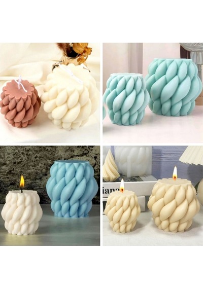 Silikon Mum Yağmur Damlası Şekilli Küçük Boy 3d Geometrik Kavisli Sütun Sabun Kalıbı