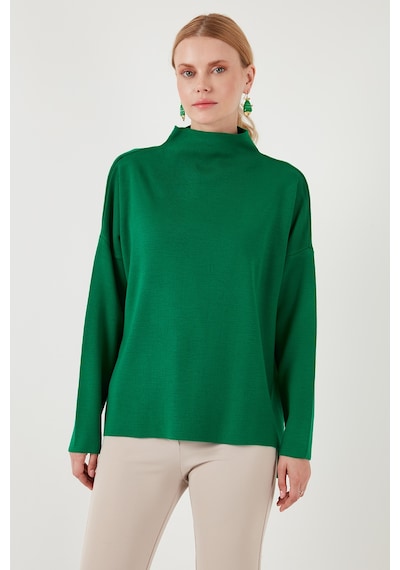 Lela Pamuklu Arkası Uzun Dik Yaka 2'Li Paket Triko Bayan Kazak 4615002S2 Benetton-Siyah
