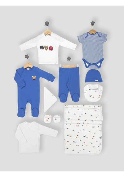 Sezgibaby Tömük 10 Parça Erkek Yenidoğan Hastane Çıkışı Hediye Seti Beyaz