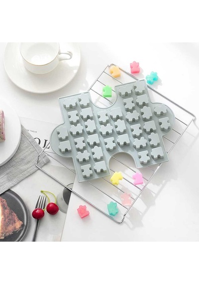 Silikon Kek Kalıp Çikolata Puzzle Şekilli Minik Puzzele Kalıbı Şeker Hamuru Jelibon Kalıbı Çok Renkli