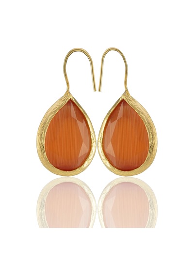 Kadir Jewellery 22 Ayar Altın Kaplama Damla Taşlı Küpe -el İşçiliği Ve Hipoalerjenik Küpe Kırmızı 18397163
