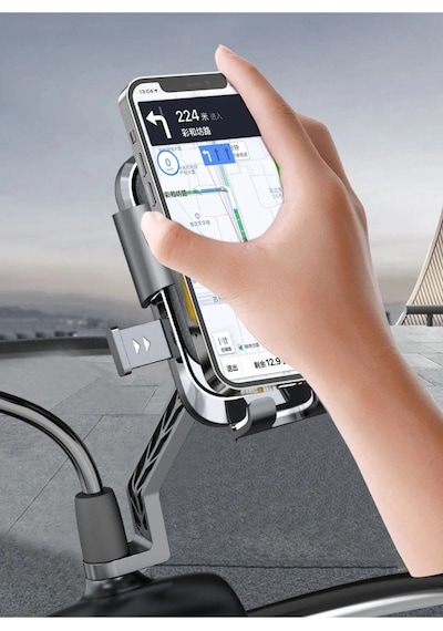 Ayarlanabilir Bisiklet Scooter Motosiklet Otomatik Tuşlu Motorsiklet Ayna Bağlantılı Telefon Tutucu