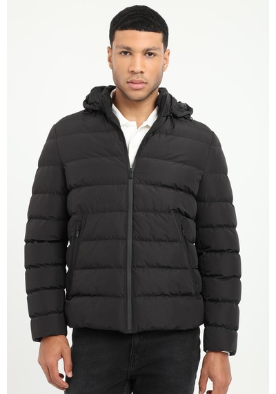 Dufy Erkek Slim Fit Kapüşonlu Siyah Mont-18160