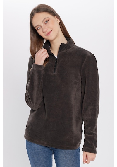 Tudors Unisex Standart Fit Anti-pilling Tüylenme Yapmayan Soğuk Geçirmez Füme Dik Bato Yaka Polar Sweatshirt-30136 Füme