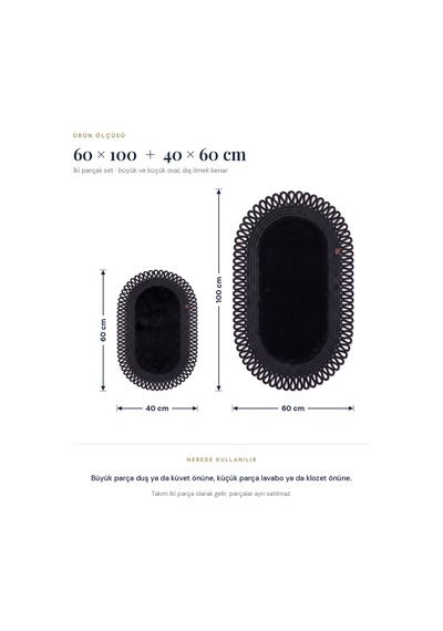 Banyo Paspası Takımı 60x100+40x60 Cm Dış Trikot Siyah & Siyah