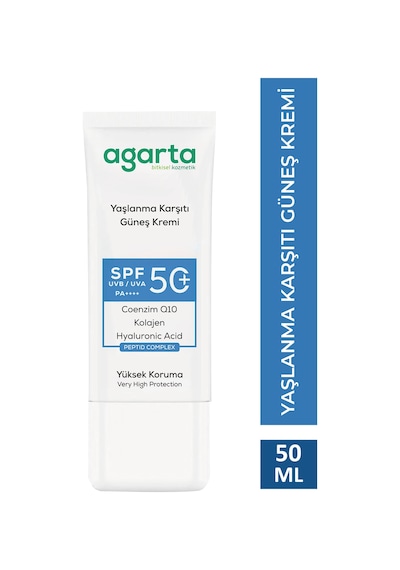 Agarta Yaşlanma Karşıtı Collagen Destekli 50 ML Spf+50 Yüz Güneş Kremi