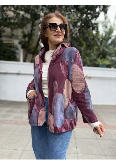 İtalyan İnce Fitilli Kadife Ceket Bordo