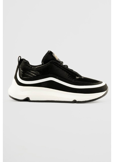 Mubiano Kadın Anorak Sneaker Süet Detaylı Kalın Tabanlı Bağcıklı Mito Siyah Siyah