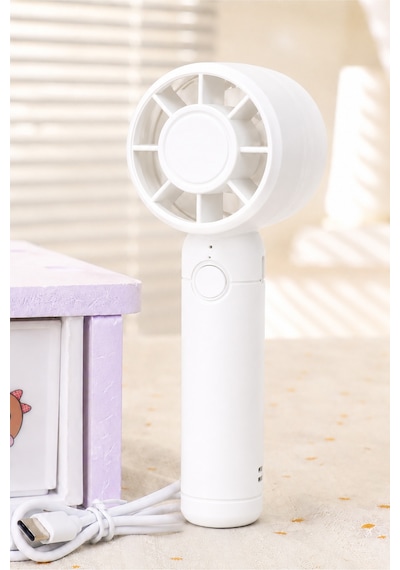 Turbo 3 Mod Şarjlı El Fanı 3 Kademe Seyahat Masaüstü Vantilatör Taşınabilir Mini Fan Beyaz F130