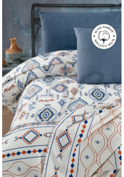 Vionel Home 200x230 Anatolia %100 Pamuk Çift Kişilik Pike Mavi
