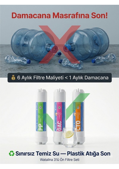 Kapalı Kasa Cihazlara Uyumlu 3 Lü Giriş Seviye Inline Su Arıtma Filtre Seti
