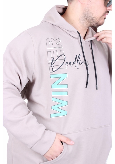 Moc Grande Mocgrande Büyük Beden Kapüşonlu Sweat Double Face Winter 25700 Bej Bej