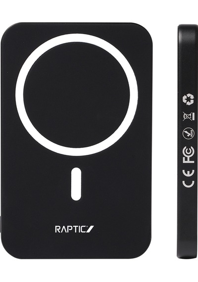 Raptic S4 Aramid-skin M-safe Şarj Özellikli Ultra İnce 600d Powerbank 15w 5000mah Siyah Siyah